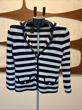 Banana Republic navy & White Striped Blazer